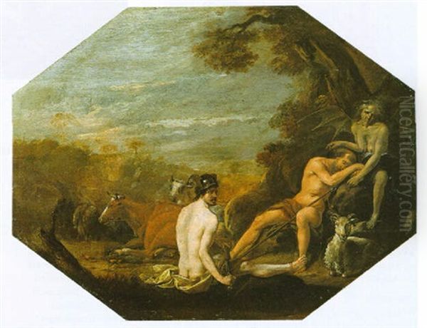 Mercury And Argus Oil Painting by Cornelis Saftleven