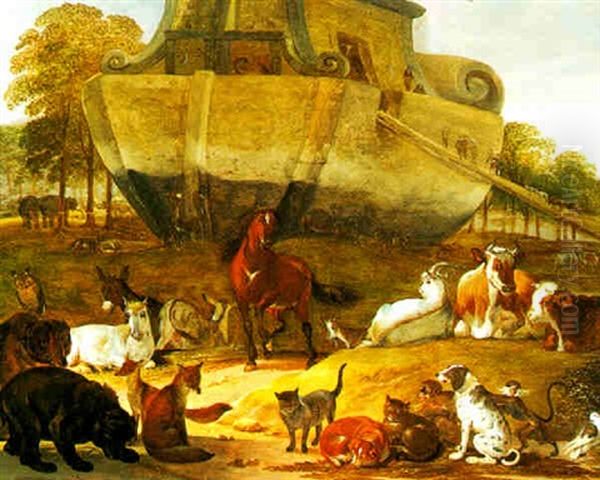 Noah And The Amimals With The Ark Oil Painting by Cornelis Saftleven