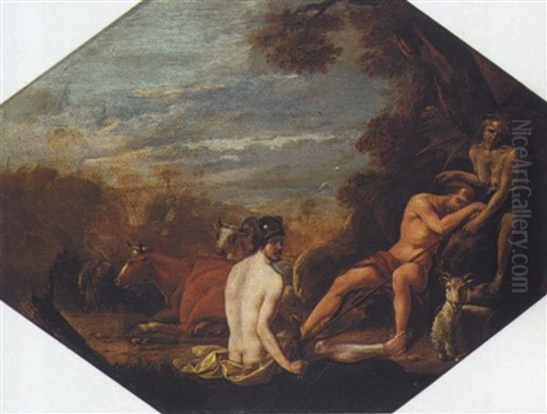 Mercury And Argus Oil Painting by Cornelis Saftleven