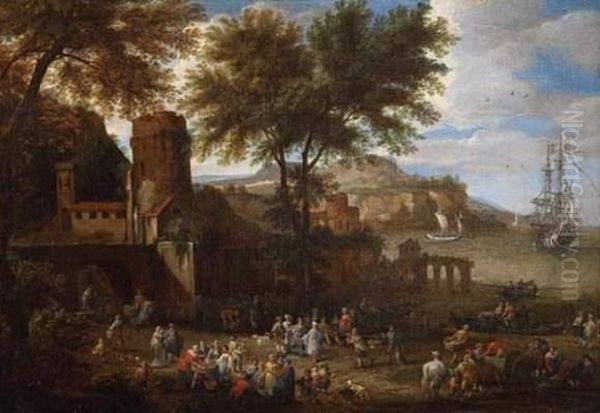 Le Marche Aux Poissons Oil Painting by Adriaen Frans Boudewijns