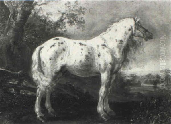 Dappled Grey Horse In A Landscape Oil Painting by Cornelis Saftleven