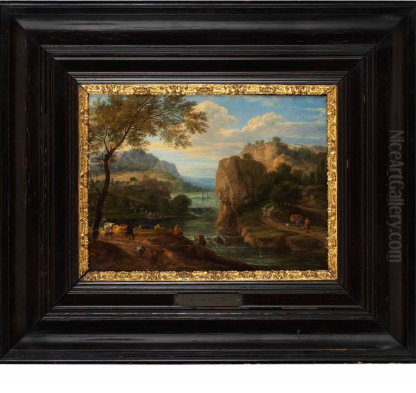 Landskap Med Figurer Oil Painting by Adriaen Frans Boudewijns