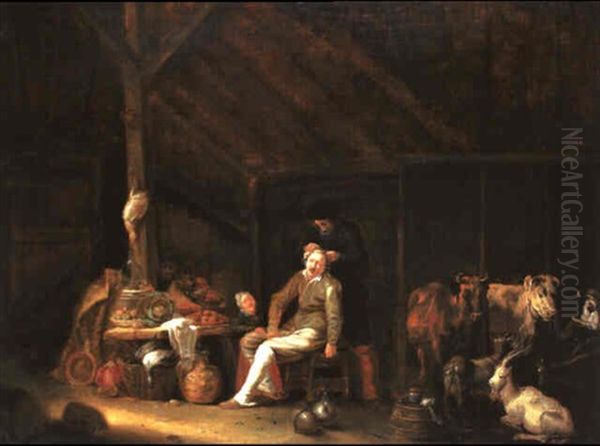 Beim Dorfarzt Oil Painting by Cornelis Saftleven