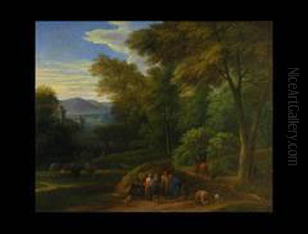 Waldlandschaft Mit Gewasser Und Figurenstaffage Oil Painting by Adriaen Frans Boudewijns