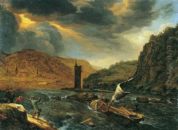 Rheinlandschaft Mit Mauseturm Bei Bingen Oil Painting by Herman Saftleven