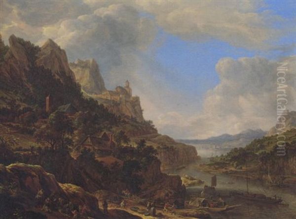 Idealisierte Rheinlandschaft Oil Painting by Herman Saftleven