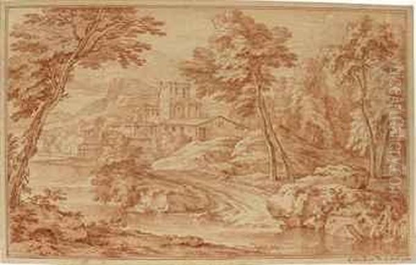 Wooded Italian Landscapes With Monasteries Oil Painting by Adriaen Frans Boudewijns