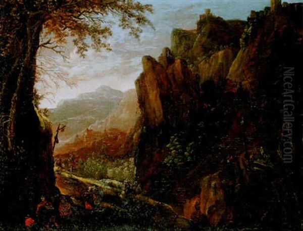 Gebirgslandschaft Oil Painting by Herman Saftleven