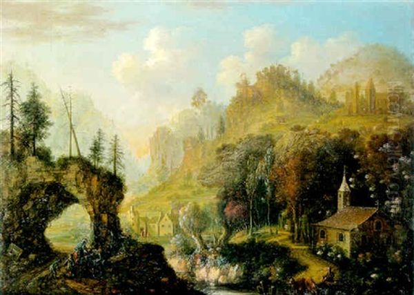 Paysage Montagneux De Rhenanie Oil Painting by Herman Saftleven