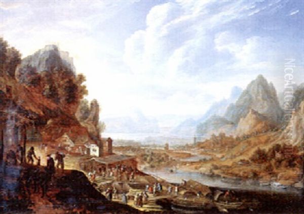 Paysage De La Vallee Du Rhin Oil Painting by Herman Saftleven