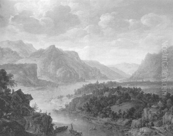 Ideale Rheinlandschaft Oil Painting by Herman Saftleven