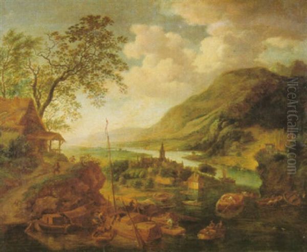 Ideale Fluslandschaft (rhein?) by Herman Saftleven