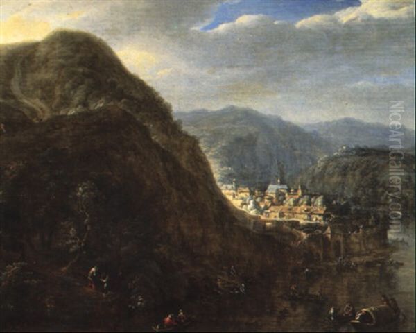 Paysage De La Valle Du Rhin Oil Painting by Herman Saftleven