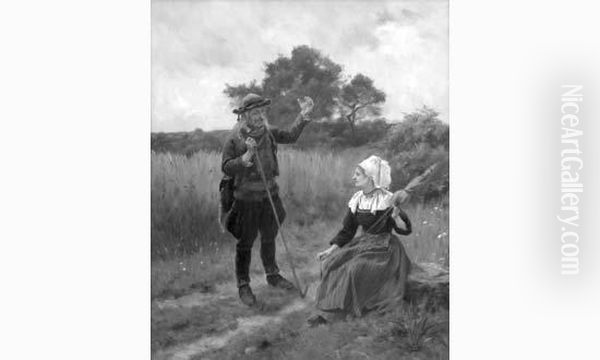  Couple De Fouesnantais  Oil Painting by Edouard Louis Boudier