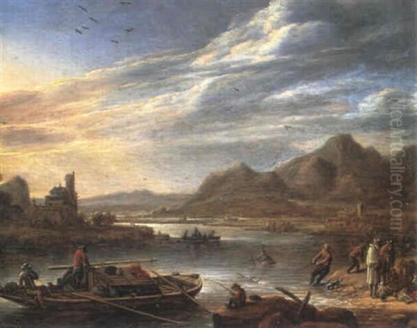 Idealisierte Fluslandschaft Oil Painting by Herman Saftleven