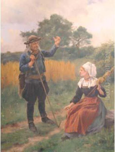 Rencontre Au Pays Fouesnantais Oil Painting by Edouard Louis Boudier