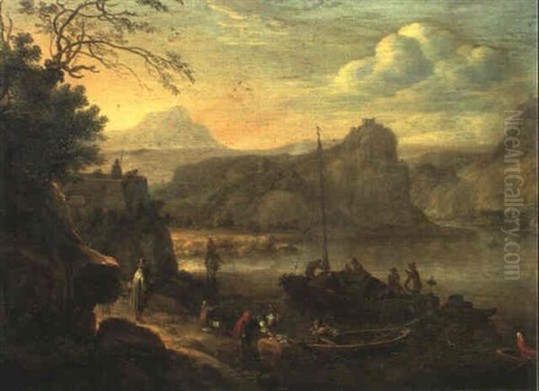 Paysage Des Bords Du Rhin Oil Painting by Herman Saftleven