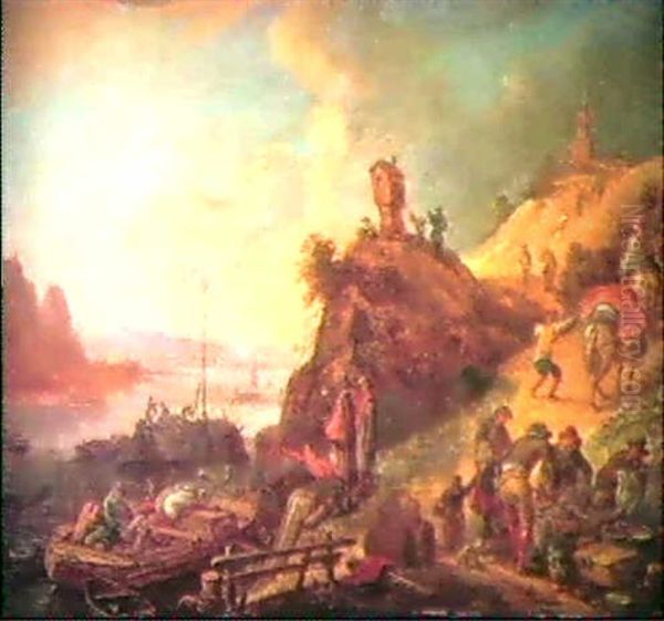 Le Debarcadere Oil Painting by Herman Saftleven