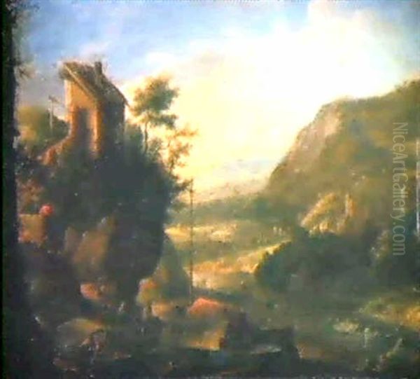 Flusslandschaft Mit Fischerbooten Oil Painting by Herman Saftleven