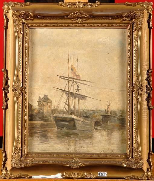 Coin D'un Port Oil Painting by A Boudin