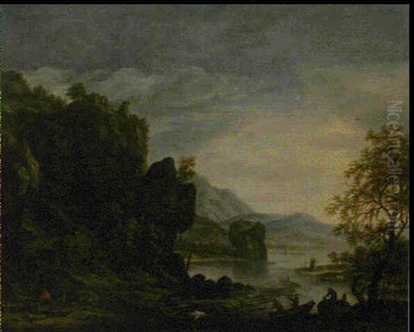 Paysage A La Riviere Et Aux Rochers Oil Painting by Herman Saftleven