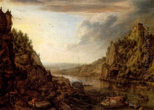 A Rhenish Landscape Oil Painting by Herman Saftleven