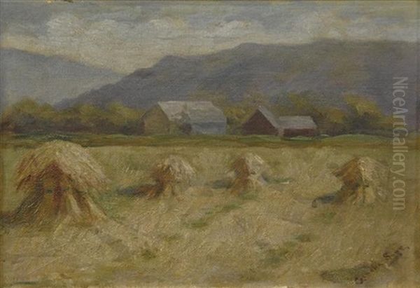 Haystacks Oil Painting by Cornelia Bentley Sage