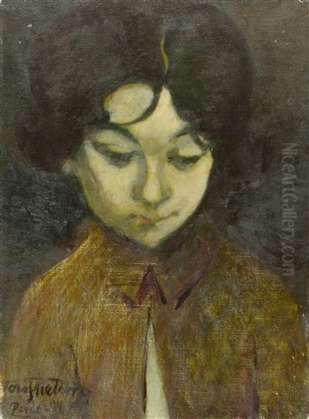 Ett Barn (a Child) Oil Painting by Olof Sager-Nelson