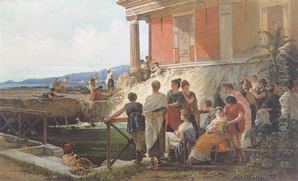 Pompeiian Games Oil Painting by Francesco Sagliano