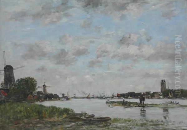 Dordrecht, La Meuse Oil Painting by Eugene Boudin