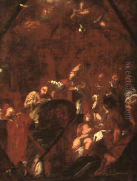 The Baptism Of A Saint (st. Augustus?) by Giovanni Camillo Sagrestani