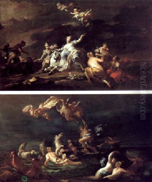 The Rape Of Europa  The Triumph Of Neptune Oil Painting by Giovanni Camillo Sagrestani