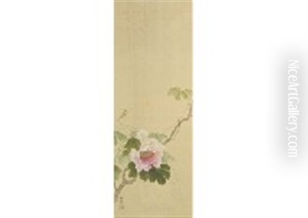 Peony Oil Painting by Kogetsu Saigo