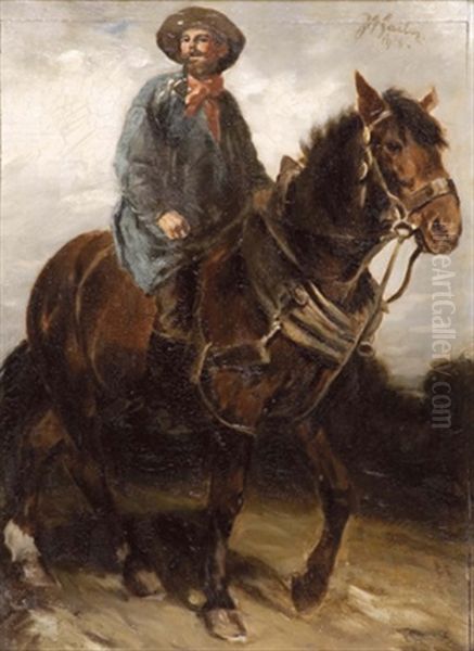 Reitender Bauer Oil Painting by Josef Andreas Sailer