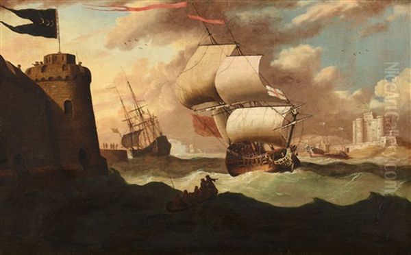 Englischer Segler Im Sturm Vor Malta(?) by Isaac Sailmaker