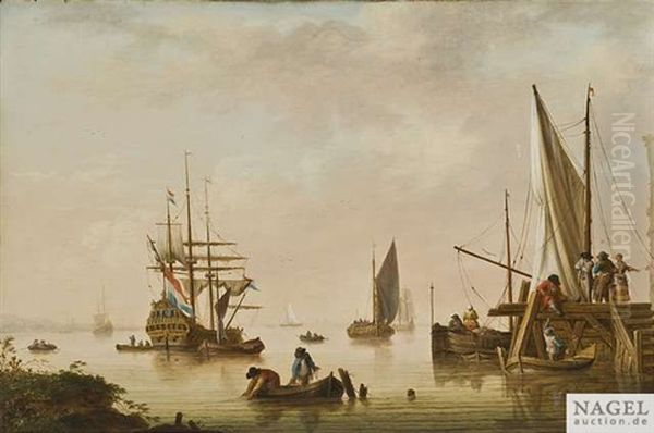 Abendliche Kustenlandschaft Mit Segelbooten Oil Painting by Isaac Sailmaker