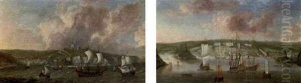 Ships Of The Fleet Off Dover (+ Warships Off The Citadel At Plymouth; Pair) Oil Painting by Isaac Sailmaker