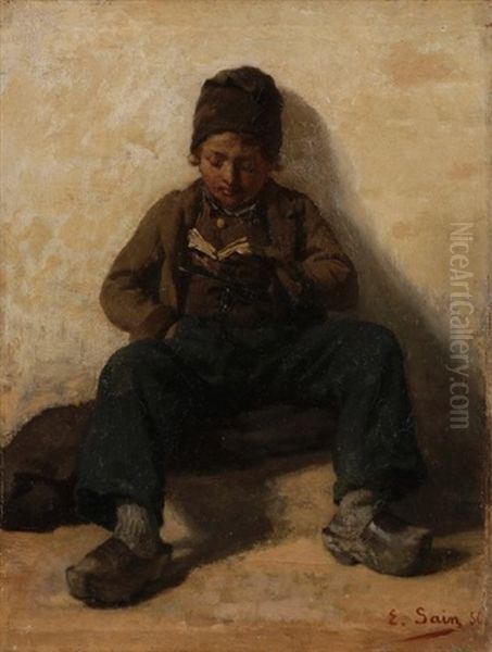 Le Petit Breton, 1856 Oil Painting by Edouard Alexandre Sain