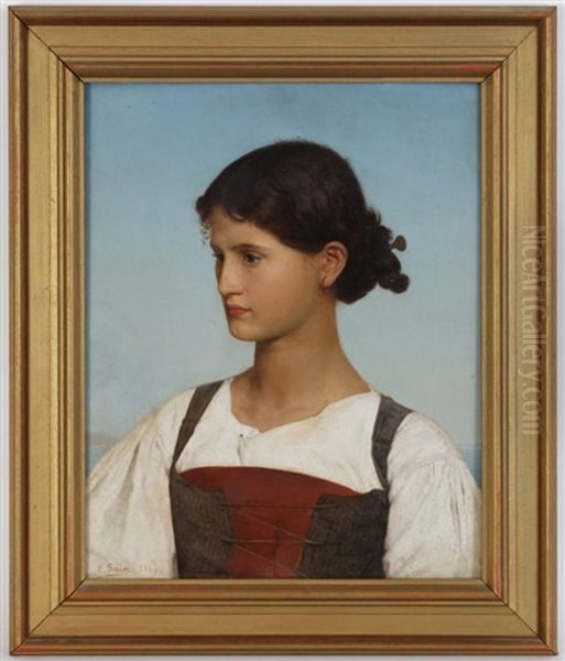 Portrait D'une Jeune Femme Oil Painting by Edouard Alexandre Sain