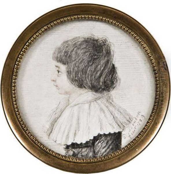 Enfant De Profil, Au Grand Col A La Reine Oil Painting by David Boudon