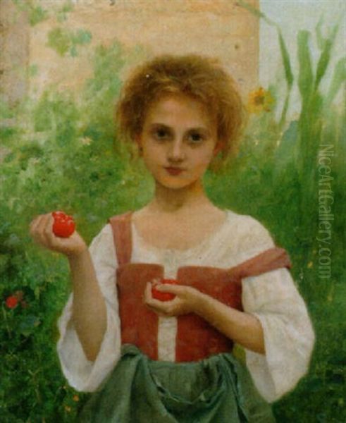 Italienisches Madchen Mit Tomaten Oil Painting by Edouard Alexandre Sain