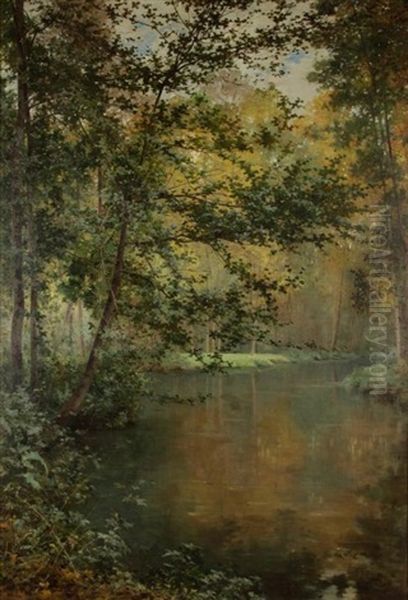 Cours D'eau En Foret Oil Painting by Paul (Jean Marie) Sain