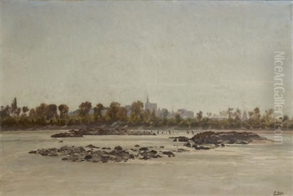 Le Rhone A Avignon Oil Painting by Paul (Jean Marie) Sain