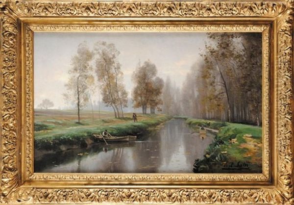 Les Bords De La Bievre A Bourg-la-reine Fin D'automne Oil Painting by Paul (Jean Marie) Sain