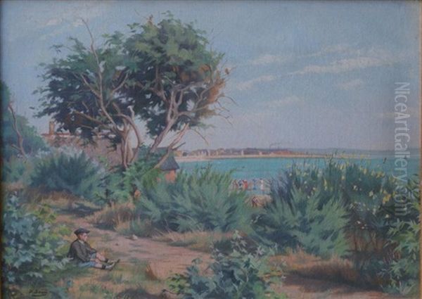 L'etang De Berre Oil Painting by Paul (Jean Marie) Sain