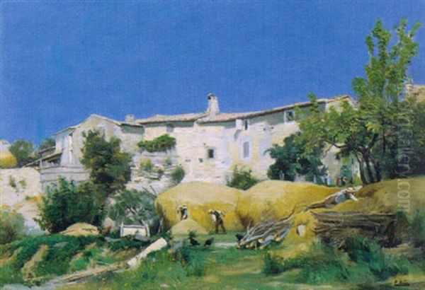 Scene De Ferme Dans Le Midi Oil Painting by Paul (Jean Marie) Sain