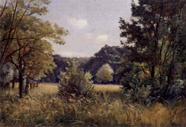 Waldlandschaft Mit Wiese Oil Painting by Paul (Jean Marie) Sain