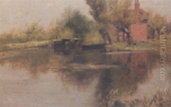 A Mill Near Salisbury Oil Painting by Everton Sainsbury