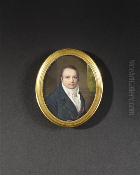 Portrait Du Comte De Montalivet En Buste De Trois-quarts Vers La Droite Presque De Face En Redingote Bleue Oil Painting by Daniel Saint