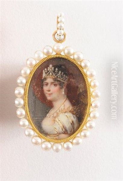 Portait De L'imperatrice Josephine Avec Sa Parure De Perles Exceptionnelle Et Rare Oil Painting by Daniel Saint